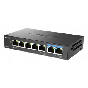 DMS 107 Switch, ohanterad, 5x 10/100/1000 + 2x 2.5GBase-T, skrivbordsmodell, väggmonterbar DMS-107/E