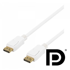DisplayPort-kabel, 2m, 4K UHD, DP 1.2, vit DP-1021D
