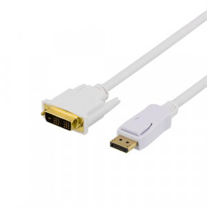 DisplayPort till DVI monitorkabel, 20-pin ha - ha 1m, vit DP-2011