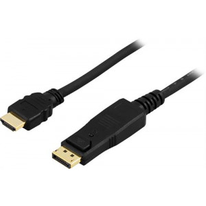 Kbl DisplayPort till HDMI monitorkabel, ha - ha, 3m Svart