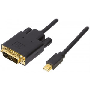 Mini DisplayPort till DVI-D kabel, ha-ha, 2m, svart DP-DVI202