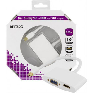 Mini DisplayPort till HDMI och VGA-adapter, 20-pin ha - 19-pin ho och 15-pin ho, 0,25m DP-HDMIVGA1-K