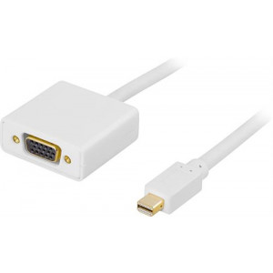 Mini DisplayPort till VGA(HD15) kabel, ha-ho, 1m, vit DP-VGA100