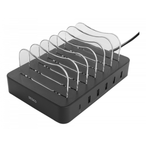 USB- laddstation 6-port charger Max 50W Black