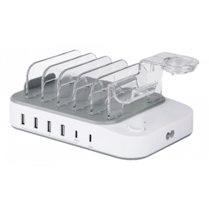 USB-laddningstation, 4x USB-A, 2x USB-C, 50 W, vit DPS-0203