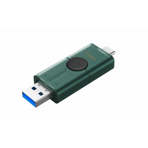 DataTraveler® Duo features dual USB connectors that work with both USB Type-A and USB Type-C®1 ports for maximum compatibility. The innovative dual moving cap design makes the drive stylish and convenient, with no cap to lose. With capacity of 128 GB2, yo