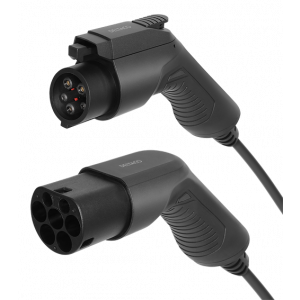 E-Charge laddkabel, typ 2 till typ 1, 1 fas, 16A, 3,6KW, 7m, svart EV-1107