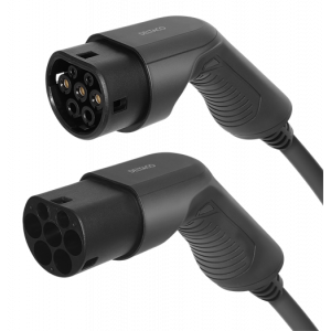 E-Charge laddkabel, typ 2 till typ 2, 1 fas, 32A, 7,6KW, 10M, svart EV-12110