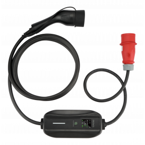 E-Charge laddningskabel, LED display, 3-fas, CEE 16A till typ-2, Mode-2, 6-16A, 6m, svart EV-3226