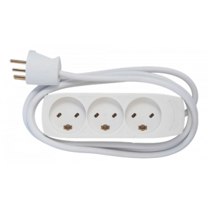 EDB-uttag med jord - 3 uttag - 1,5M - EDB-kontakt Vit F-8531127