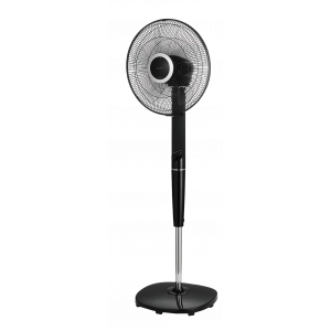 Golvfläkt med fjärrkontroll, 40 cm, låg ljudnivå, timerfunktion, oscillerande, svart FT-528