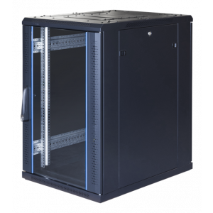 System G, 19" golvskåp, 18U, 600x1000, glasdörr fram, metalldörr bak, 800kg last, svart G6.6018.9001