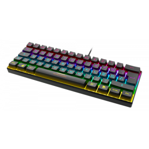 DELTACO GAMING presenterar sitt minsta mekaniska tangentbord i sortimentet. Detta tangentbord kommer med röda RGB-brytare, schweizisk layout men med en 60% design d. v. s endast 62st tangenter. Mellanslags tangenten använder sig inte av en bygel utan tryc