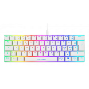 WK85R mekaniskt tangentbord i 60% layout, RGB, röda brytare, vit - DELTACO GAMING GAM-075-W