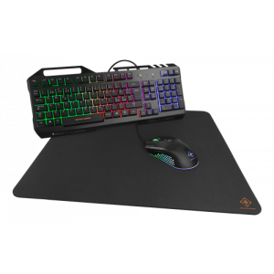3-In-1 Gaming Gear Kit, RGB-tangentbord, mus, musmatta, svart GAM-113
