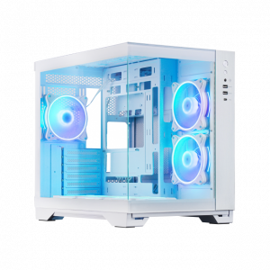 Visio features tempered glass panels on both the left and front sides, incorporating a dual-chamber layout to accommodate the latest back-connect motherboards.The refined internal layout supports the mounting of 360mm radiators on the top and bottom, 240m