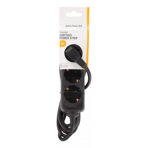 Deltaco grenuttag 3x CEE 7/3, 1x CEE 7/7 3m Black