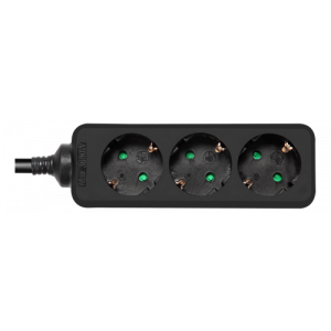 Deltaco Grenuttag 3x CEE Black 5m