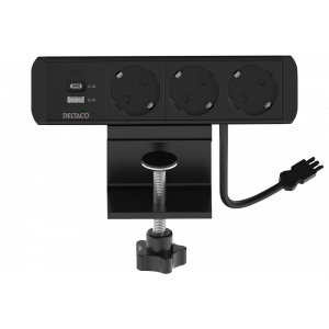På-bordet-eluttag, 3 strömuttag, 1x21W A+C USB-laddare, GST18-kabelanslutning GT-1003