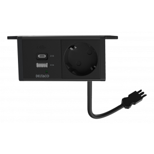 Under-bordet-eluttag vinklat, 1 ström, 1x21W A+C USB-laddare, GST18-kabelanslutning GT-1101