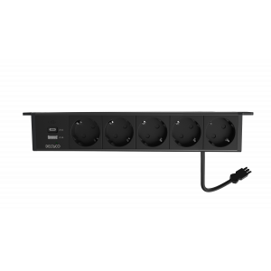 Under-bordet-uttag vinklat, 5 strömuttag, 1x21W A+C USB-laddare, GST18-kabelanslutning GT-1105
