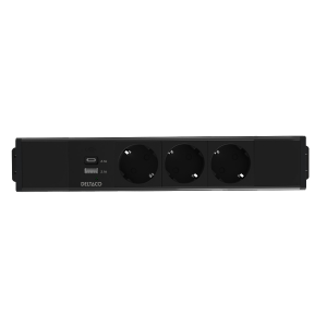 Under-bordet-uttag, 3 strömuttag, 1x21W A+C USB-laddare, GST18 -anslutning, 1 in, 2 ut. GT-1203