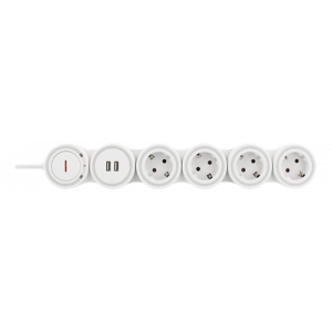 Flexibelt grenuttag med 4 kontakter, 1,4m, 16A 3500W, 2x USB-A GT-290