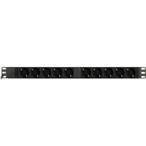 Grenuttag med 10xCEE 7/3 uttag, 1xCEE 7/7, 0,501m 1U,3m, svart GT-8635
