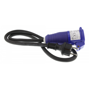 Adapterkabel, CEE 16A, CEE uttag till CEE7/7 hane, utomhusbruk IP44, 1m, svart GT-984