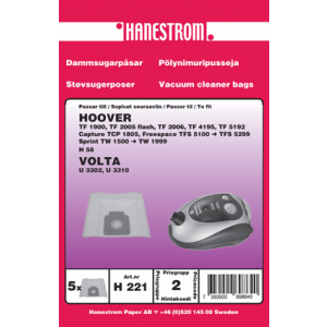 Dammsugarpåsar Hanestrom Hoover TW 1650 Sprint H221
