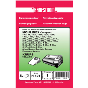 Dammsugarpåsar Hanestrom Moulinex Compact H401