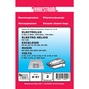 Dammsugarpåsar Hanestrom Electrolux Z 365 H97
