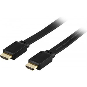 Platt HDMI kabel, HDMI High Speed med Ethernet, 0,5m, svart HDMI-1005F