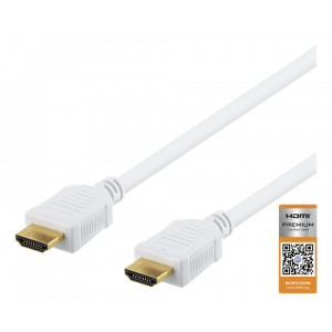High-Speed Premium HDMI-kabel, 1m, Ethernet, 4K UHD, vit HDMI-1010AD