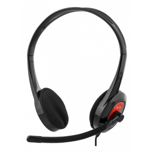 Stereo Headset, on-ear, 1,8 m kabel, 4-polig 3,5 mm, svart/röd HL-108