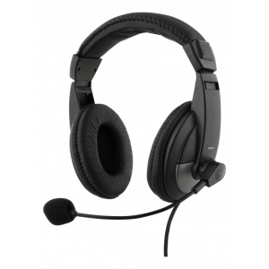 Deltaco Headset, Mic, 3,5mm svart