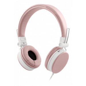Hörlurar med mikrofon, hopfällbar, 3,5 mm anslutning, fjärrkontroll, 1,5 m kabel, rosa HL-W202