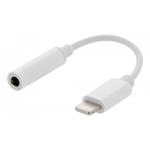 DELTACO Lightning adapter till 3,5mm 6,5 cm Vit