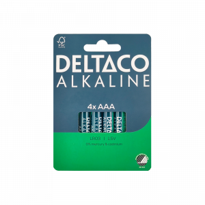 This Nordic Swan ecolabelled alkaline AAA battery is suitable for low to medium drain devices like remote controls, digital cameras, toys and more LR03-4B