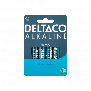 This Nordic Swan ecolabelled alkaline AA battery is suitable for low to medium drain devices like remote controls, digital cameras, toys and more LR6-4B