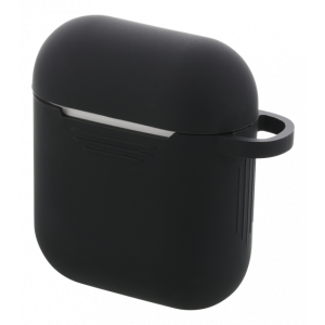 Silikonskal för AirPods, mjuk, nyckelringshål, greppvänlig, svart MCASE-AIRPS001
