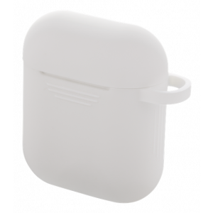 Silikonskal för AirPods, mjuk, nyckelringshål, greppvänlig, vit MCASE-AIRPS002