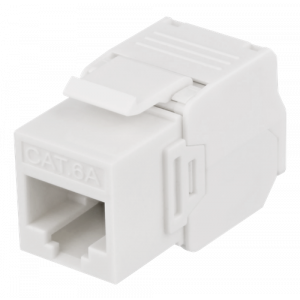 Cat6A Keystone-uttag, 28AWG slim, verktygsfri, plast, vit MD-131