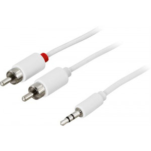 Ljudkabel 3,5mm ha - 2xRCA ha 10m, vit MM-143B