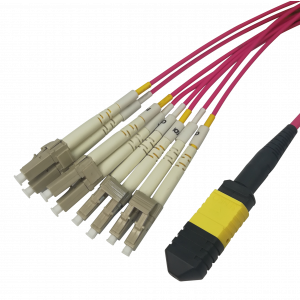 MPO12-LC Fläkt ut fiberkabel, UPC, OM4, 1m MPO12LC-41
