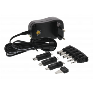 Universal strömadapter 3V-12V 1A-2A 9 kontakter med USB-C miniUSB microUSB
