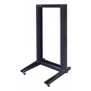 19" öppet golvstativ med hjul, 22U, 600x600, maximal belastning 150kg, svart OR66229001-SKWT