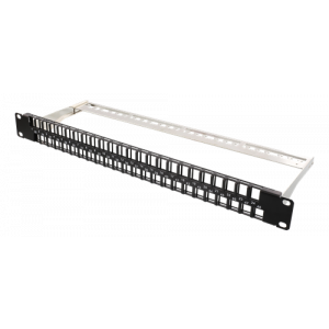 19" Öppen patchpanel, 48 platser, 1U, aluminium, svart PAN-115