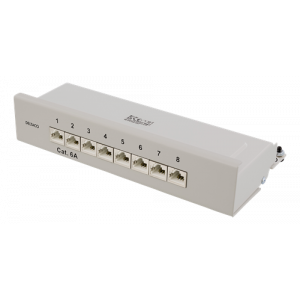 Patchpanel, 8xRJ45, Cat6a, väggmonterbar, 10Gbps, grå PAN-210