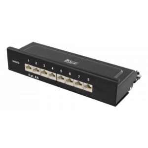 Patchpanel, 8xRJ45, Cat6a, väggmonterbar, 10Gbps, svart PAN-211